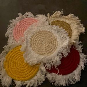 Colors are magenta pink brown tan and yellow